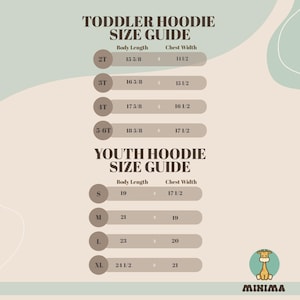 K&ouml;nnte beinhalten: Gr&ouml;&szlig;entabelle f&uuml;r Kapuzenpullover f&uuml;r Kleinkinder und Jugendliche. Die Tabelle zeigt die K&ouml;rperl&auml;nge und Brustweite in Zoll f&uuml;r die Gr&ouml;&szlig;en 2T, 3T, 4T, 5-6T, S, M, L und XL.