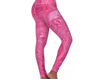 Hermosos leggings de yoga rosas de cintura alta, pantalones de yoga de comodidad y estilo, leggings para mujer, bonitos pantalones de regalo