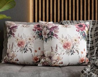 Elegant pillowcase, Spun Polyester Square Pillowcase, gift for mama, birthday gift, Flower decorative throw pillowcase