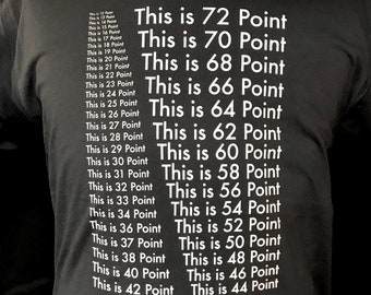 This is Futura Typeface Point Size T-shirt