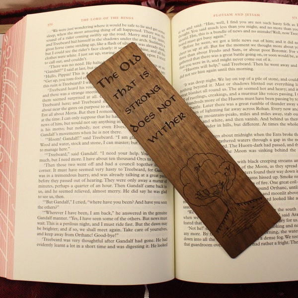 Wooden Bookmark, engraved wooden bookmark, Lord of the Rings quote, fantasy bookmark, Tolkien quote bookmark, gift for book lovers