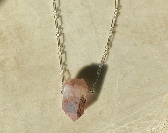 Raw smokey quartz necklace floating 925 raw organic  FREE PRIORITY SHIPPING