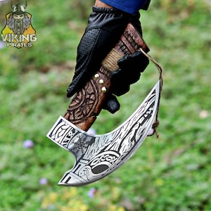 Viking Pizza Cutter Axe, The Original Custom Hand Forged Pizza Axe, Best Gift for Fathers Day, Best Birthday & Anniversary Gift for him