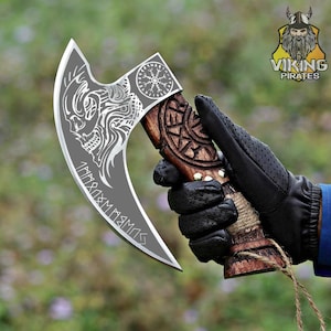 Viking Pizza Cutter Axe, The Original Custom Hand Forged Pizza Axe, Best Gift for Father, Best Birthday, Anniversary, Christmas Gift for him