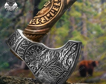 Custom Gift Hand Forged Carbon Steel VIKING AXE, Ragnar Axe, Wedding Gift,Axes, Best Birthday, Anniversary, Christmas Gift For Him, Larp axe