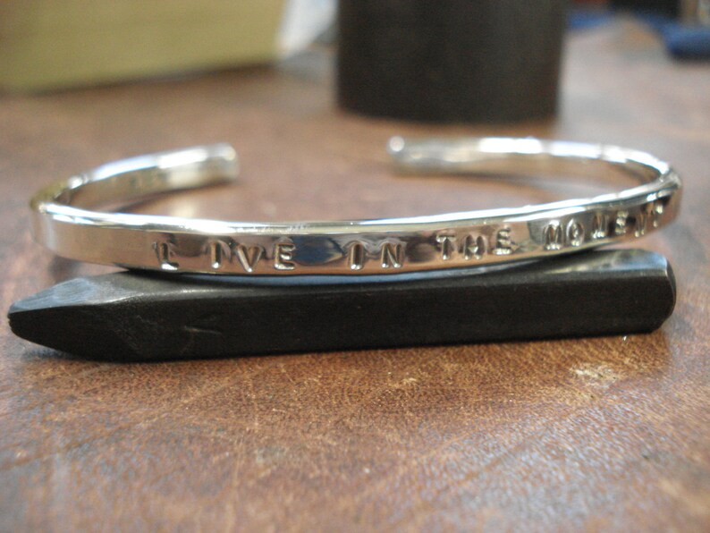 Sterling Silver Inspirational Quote Cuff Bracelet Etsy