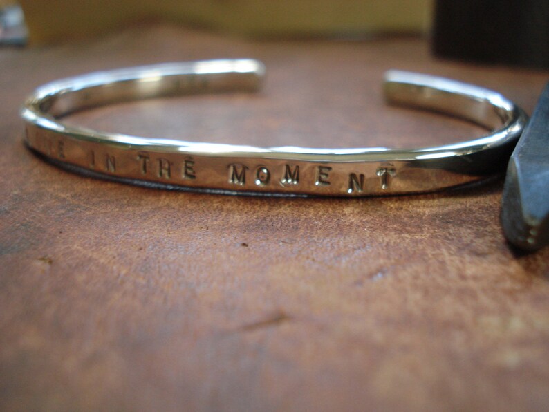 Sterling Silver Inspirational Quote Cuff Bracelet Etsy