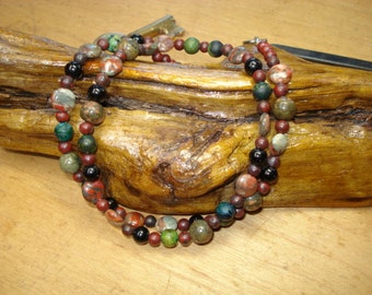 Mens Choker Necklace With Earthtone Beads