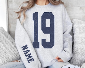 Sudadera con estampado de número y nombre personalizado en las mangas, sudadera con capucha para adultos para el día del partido, sudadera con número de equipo escolar personalizado, camiseta de mascota de fútbol