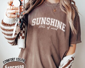 Camiseta Comfort Colors® Sunshine State Of Mind, camiseta retro de verano, camiseta de moda de verano, camiseta Sunshine, camiseta de verano preppy