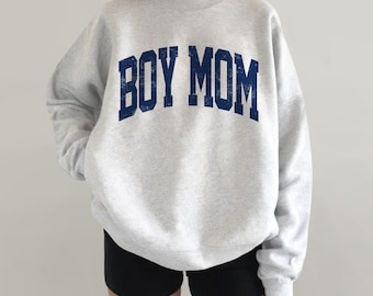 Boy Mom Sweatshirt, Retro Collegiate Style Mama Crewneck, Varsity Boy Mom Pullover, Gift for Mom of Boys, Unisex Mama Bear Sweater