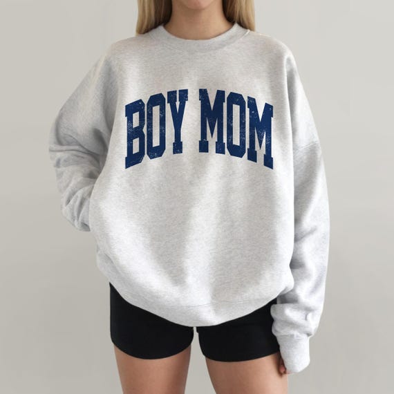 Boy Mom Sweatshirt, Retro Collegiate Style Mama Crewneck, Varsity Boy Mom Pullover, Gift for Mom of Boys, Unisex Mama Bear Sweater
