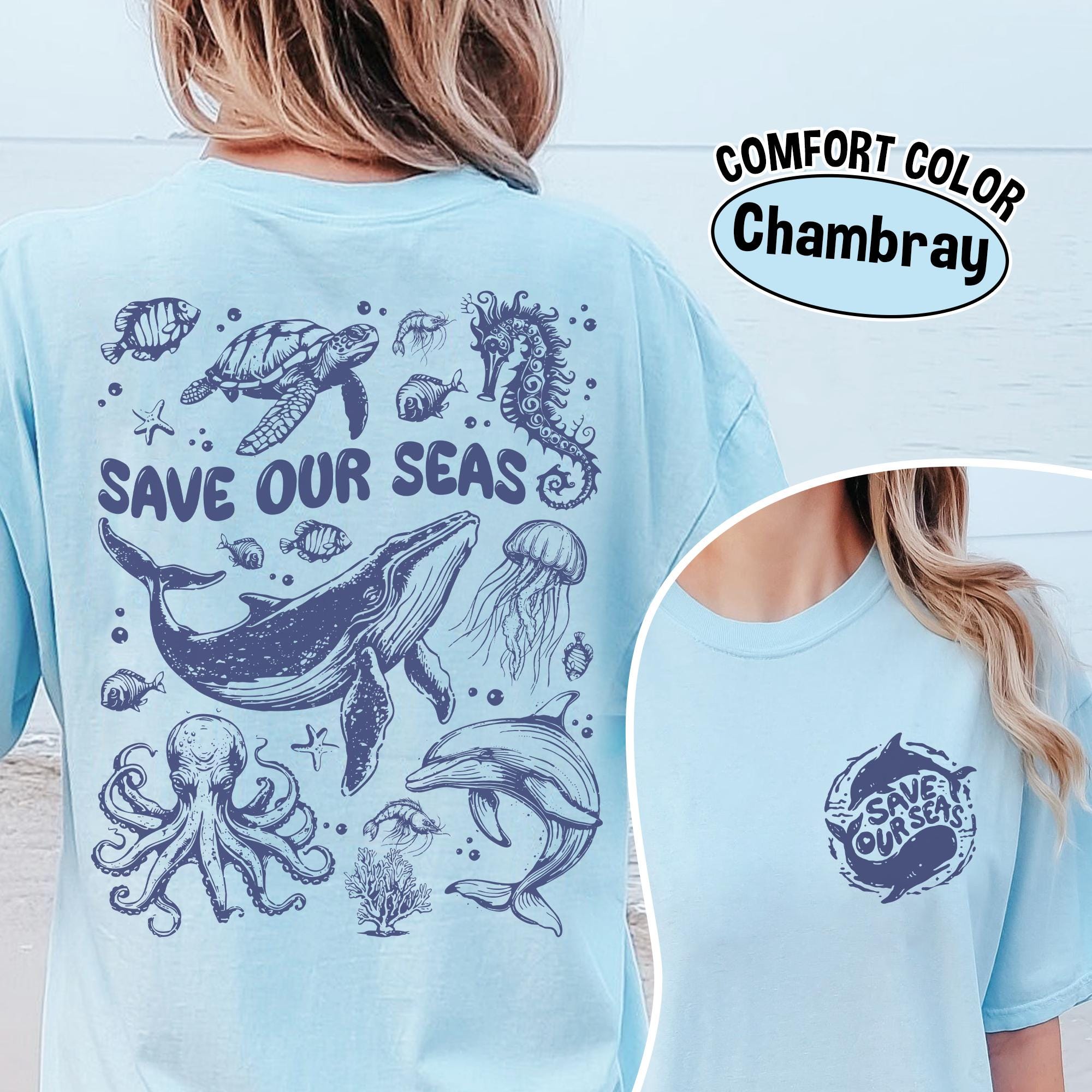 Comfort Colors® Save Our Seas T-Shirt, Protect Our Oceans Tee, Shark Conservation Shirt, Respect The Locals Shirt, Ocean Lover Gift