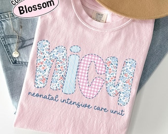 Floral NICU Nurse Comfort Colors Tee, RN Gift
