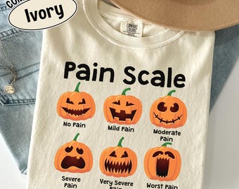 Halloween Nurse T-Shirt: Comfort Colors Pumpkin Pain Scale, RN Shirt