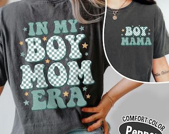 Camiseta retro de mamá de niño Comfort Colors®, camiseta de la era de mi mamá de niño, camiseta gráfica moderna para mamá de niño, bonito regalo para el Día de la Madre con estilo a cuadros.