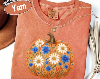 Vintage Floral Pumpkin Comfort Colors Shirt: Coquette Halloween Tee