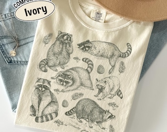 Comfort Colors® Raccoon Shirt, Vintage Raccoon T Shirt, Funny Raccoon Tee, Cottagecore Wildlife Shirt, Raccoon Lover Gift, Nature Animal Tee