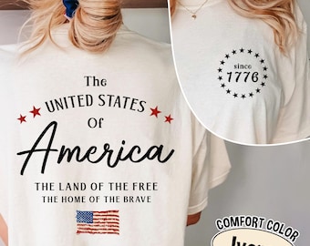 Comfort Colors USA 1776 T-Shirt, Patriotic American Tee