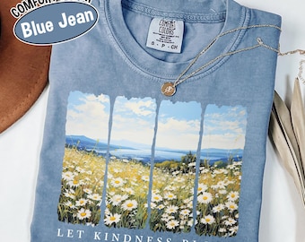 Camiseta Comfort Colors® "Let Kindness Bloom", camiseta retro con flores "Be Cool Be Kind", camiseta "Be Cool" para regalar, camiseta inspiradora para mujer, camiseta floral "Bondad"