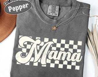 Retro Checkered Mama Comfort Colors Shirt