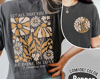 Comfort Colors Christian T-Shirt: Floral Bible Verse, Boho Faith