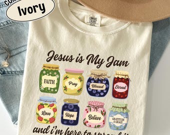 Comfort Colors® Jesus Is My Jam Shirt, Christian T-Shirt, Faith Based Graphic Tee, Cute Religious Gift for Women