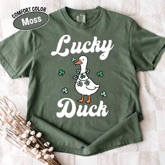 Lucky Duck St Patrick’s Day Shirt, Funny Irish Duck Tee, Comfort Colors® Shamrock Shirt, Cute St Paddy’s Day Outfit