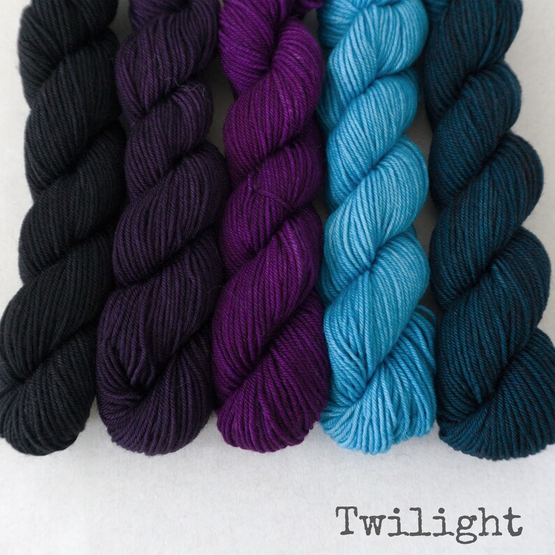 Simply Sock Merino Nylon Sock Yarn TWILIGHT 100 gm set Mini Skeins Gradient Handpainted Fingering Yarn