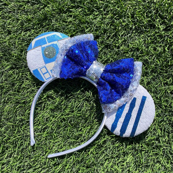 R2D2 inspired Mickey Ears, R2D2 Ears, Mickey Mouse Ears, Yoda Inspired Ears, Star Wars Inspired Ears, R2-D2 Mickey Ears, Star Wars R2D2 Ears