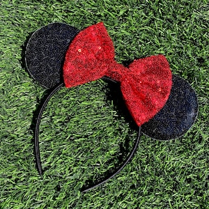Minnie Mouse Ears, Minnie Ears, Red Minnie Ears, Red Mickey Ears, Original Minnie Ears, Minnie Mouse Ears, Mickey Mouse Ears, Sequin Ears