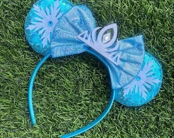 Elsa Minnie Ears, Elsa Mouse Ears, Elsa Ears, Frozen Ears, Frozen Minnie Ears, Frozen Mickey Ears, Snow Queen Ears, Elsa Headband, Elsa Gift
