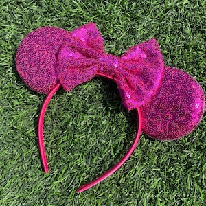 Pink Minnie Ears, Magenta Minnie Ears, Sequin Minnie Ears, Sparkly Minnie Ears, Pink Mickey Ears, Hot Pink Minnie Ears, Dark Pink Minnie Ear