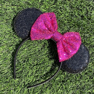 Magenta Minnie Mouse Ears, Minnie Mouse Headband, Minnie Mouse Bow, Minnie Mouse Ears, Pink Minnie Ears, Hot Pink Minnie Ears, Minnie Ears
