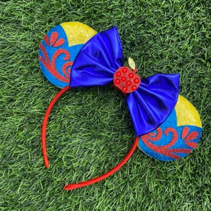 Snow White Inspired Ears, Mouse Ears, Minnie Mouse Ears, Snow White Headband, Princess Mouse Ears, Princess Minnie Ears, Princess Headband