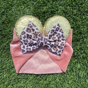 Minnie Ears Turban, Leopard Minnie Mouse, Baby Minnie Ears, Infant Leopard Headband, Baby Leopard Headband, Baby Minnie Ears, Baby Minnie