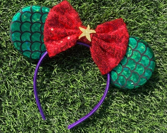 Mermaid Minnie Ears, Mermaid Ears, Ariel Mermaid Ears, Ariel Minnie Ears, Minnie Mouse Ariel Ears, Little Mermaid Ears, Mermaid Mouse Ears