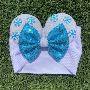 Baby Elsa Ears, Baby Elsa Turban, Baby Elsa Headband, Elsa Baby Turban, Elsa Baby Ears, Frozen Ears, Infant Minnie Ears, Infant Baby Ears