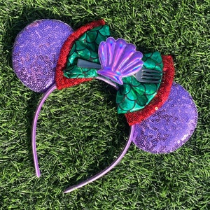 Mermaid Minnie Ears, Mermaid Ears, Ariel Mermaid Ears, Ariel Minnie Ears, Minnie Mouse Ariel Ears, Little Mermaid Ears, Mermaid Mouse Ears