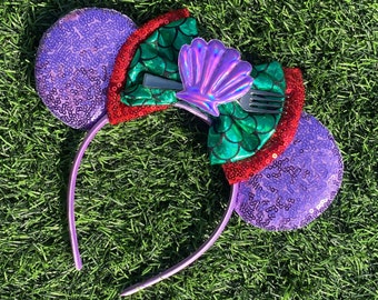 Mermaid Minnie Ears, Mermaid Ears, Ariel Mermaid Ears, Ariel Minnie Ears, Minnie Mouse Ariel Ears, Little Mermaid Ears, Mermaid Mouse Ears