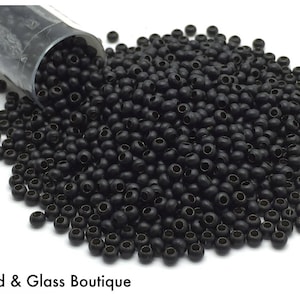 Heavy Metal Seed Bead, approximately 50 grams in 6&quot;tube, Matte Black, CHOOSE SIZE: 11/0 and 8/0; Shelley Nybakke, Spacer, Bead Weaving