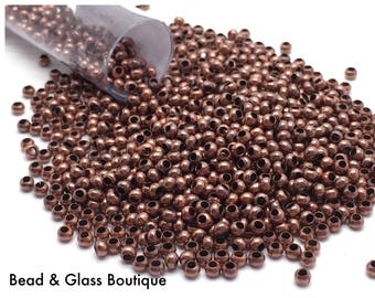 Heavy Metal Seed Bead, approximately 40-50 grams 6" tube, Antique Copper Plated - CHOOSE SIZE:  11/0, 8/0 & 6/0 Shelley Nybakke, Spacer Bead