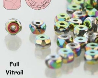 TRUE2 Czech Glass Faceted Micro Spacer Bead, 2x3mm, Faceted Rondelle Shaped Bead, approximately 100 beads, CHOOSE COLORS; Bead Weaving