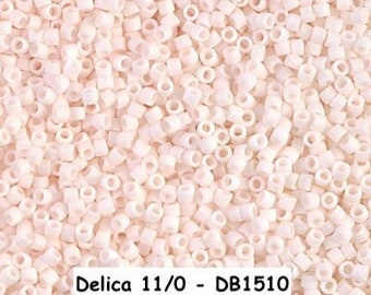 Delica 11/0, Miyuki, Japanese Cylinder Bead, approximately 7 grams, DB1510 Matte Opaque Bisque White, DB# 1510 Bead Weaving, Peyote Stars