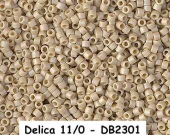 Delica 11/0, Miyuki, Japanese Cylinder Bead, approximately 7 gram tube, DB2301, Matte Opaque Glazed Ivory AB, DB# 2301, Bead Weaving Peyote