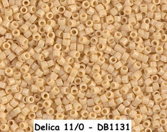 Delica 11/0, Miyuki, Japanese Cylinder Bead, approximately 7 gram tube, DB1131 Opaque Pear (Dark Beige), DB# 1131 Bead Weaving Peyote Stars