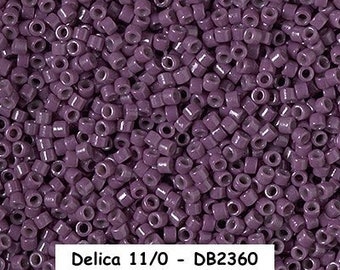 Delica 11/0, Miyuki, Japanese Cylinder Bead, approximately 7 gram tube, DB2360, Duracoat Opaque Grape, DB# 2360 Bead Weaving Peyote Stars