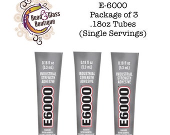 E-6000 Industrial Adhesive, Bead Embroidery, Wood Glass Fabric Ceramic Gems Metal Plastics, CHOOSE: 3.7oz w/Tip or .18 fl oz Pack of 3 or 5