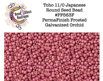 Seed Bead 11/0, Toho, Japanese Round Bead, approximately 24 gram tube, #PF563F PermaFinish Frosted Galvanized Orchid (Matte Metallic Pink)
