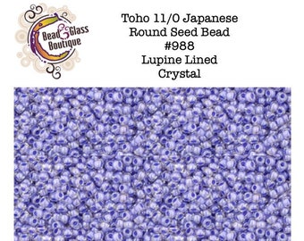 DISCONTINUED - Seed Bead 11/0, Toho, Japanese Round Bead, approximately 22-24 gram tube, #988 Lupine Lined Crystal; Bead Weaving Embroidery